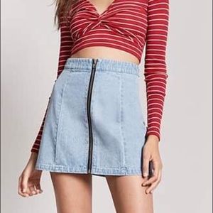 forever21 Zip-Front Denim Mini Skirt